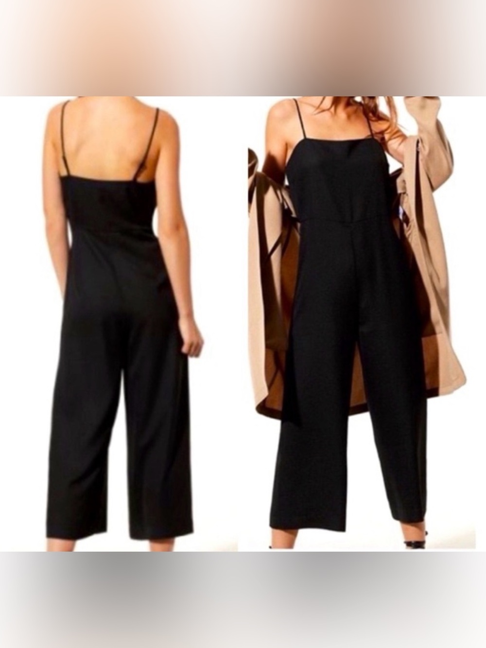 Women’s Black Wide-Leg Jumpsuit with Spaghetti Straps
